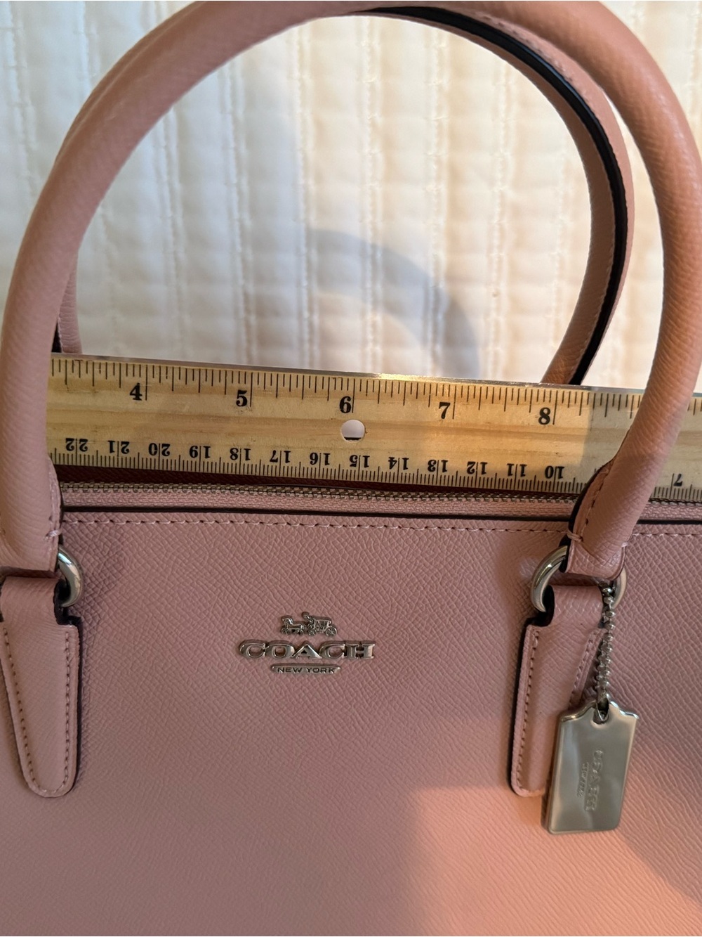 COACH - NWOT - Blush Pink Leather Satchel with Top Handles - Picture 2 of 5